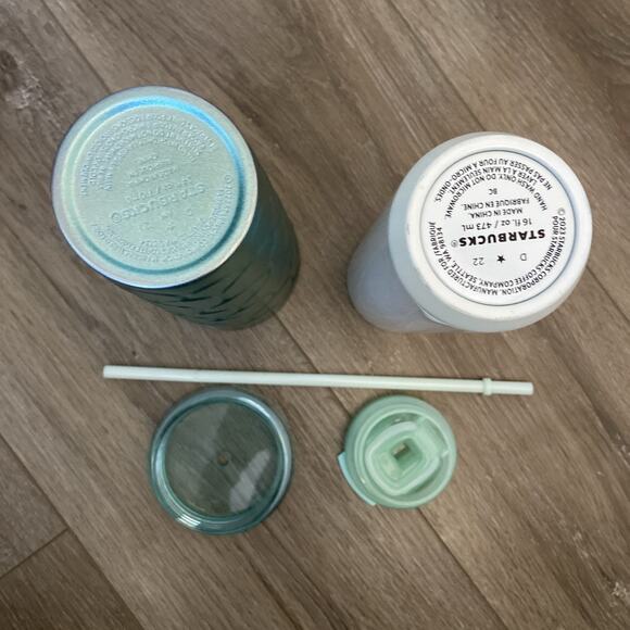 Starbucks Mermaid Tails 24oz Tumbler & Beige 16oz Travel Mug Stainless Steel - Picture 6 of 12